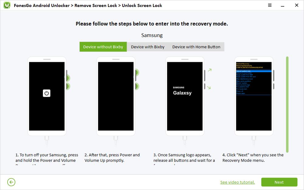 android unlocker guide enter recovery mode samsung